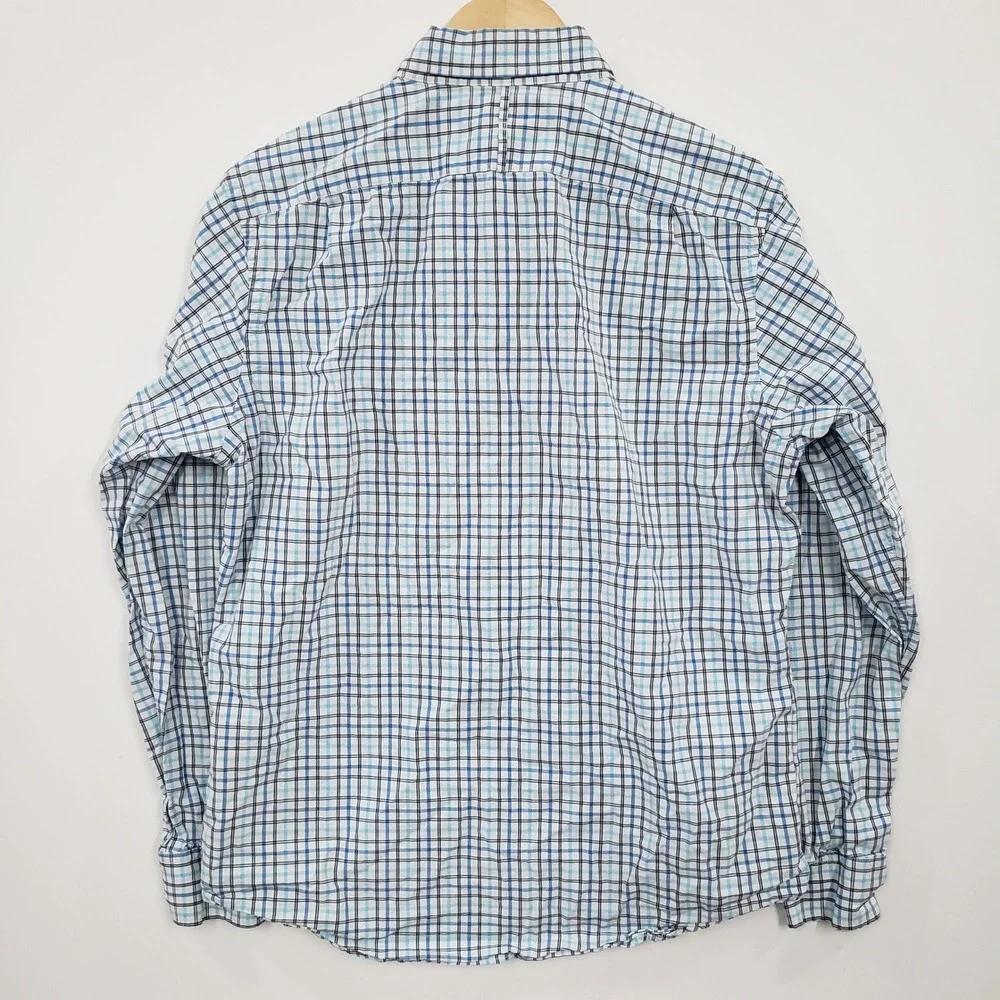 Banana Republic Soft Wash Shirt Mens M Blue Plaid Button Down Cotton‎ Preppy